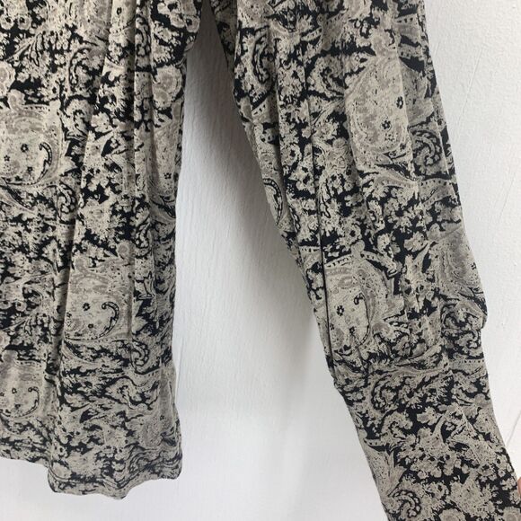 Lucky Brand Womens Large Popover Blouse Paisley Boho Peasant Long Sleeve - Picture 3 of 14